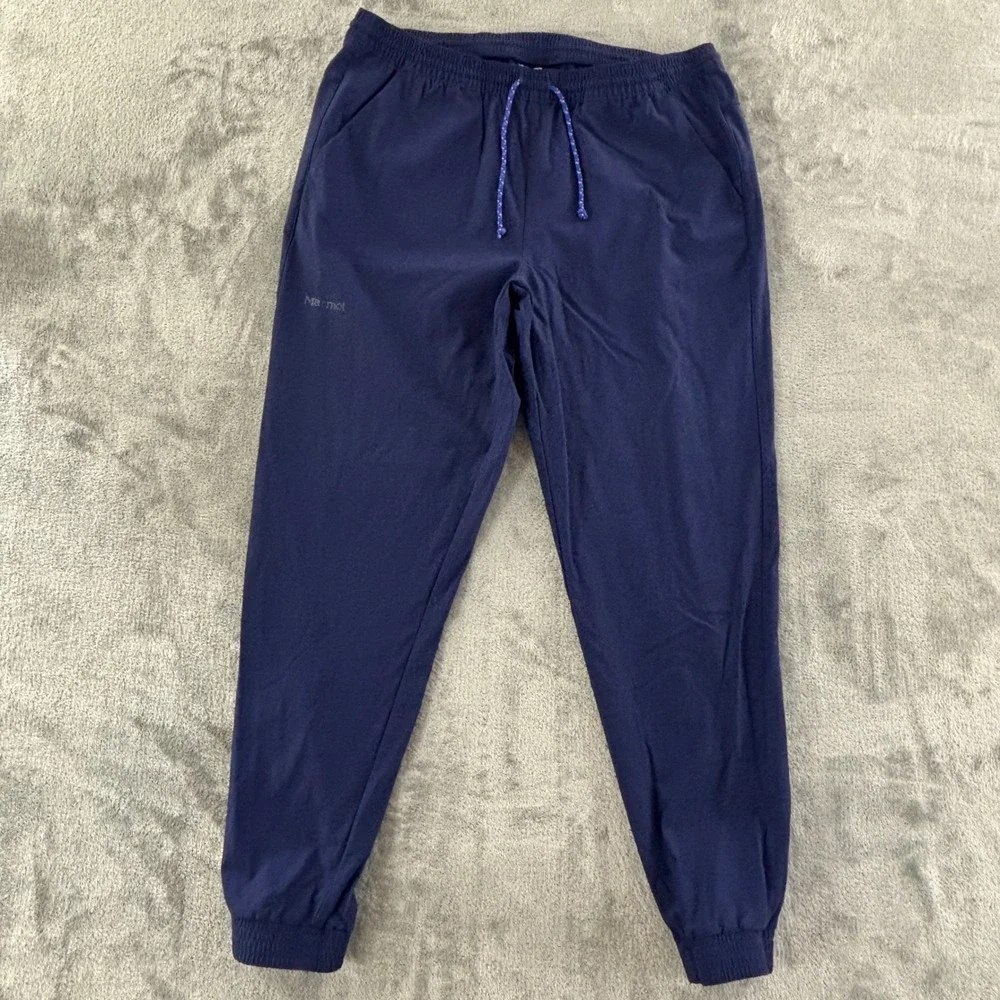Marmot Elche Jogger Mens L‎ Arctic Navy Blue Stretch Elastic Waist Pants M12587